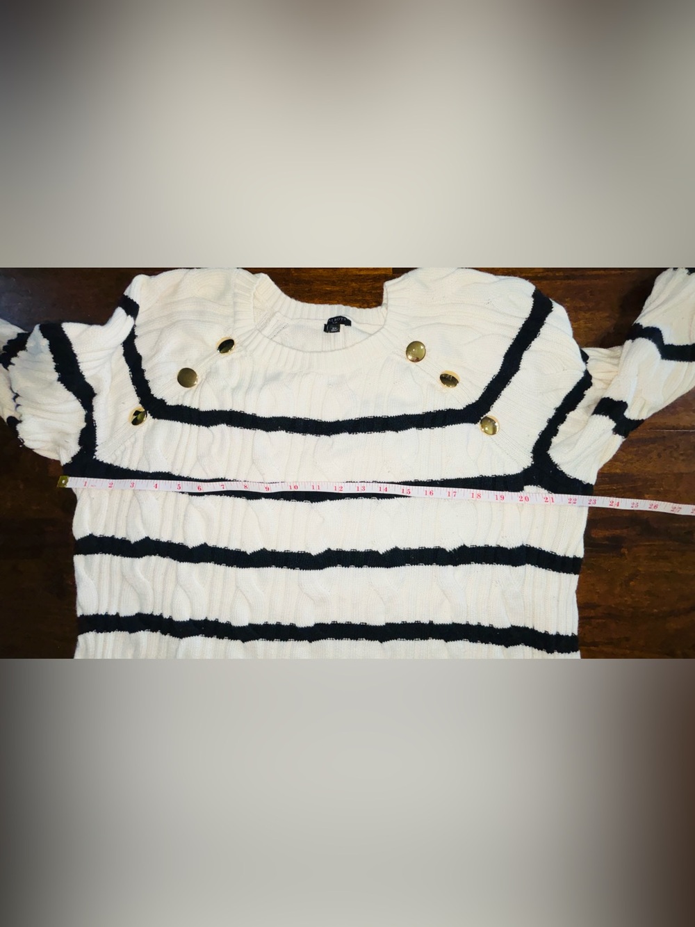 CABLE KNIT CREWNECK SWEATER - BRETON STRIPE - Picture 7 of 13